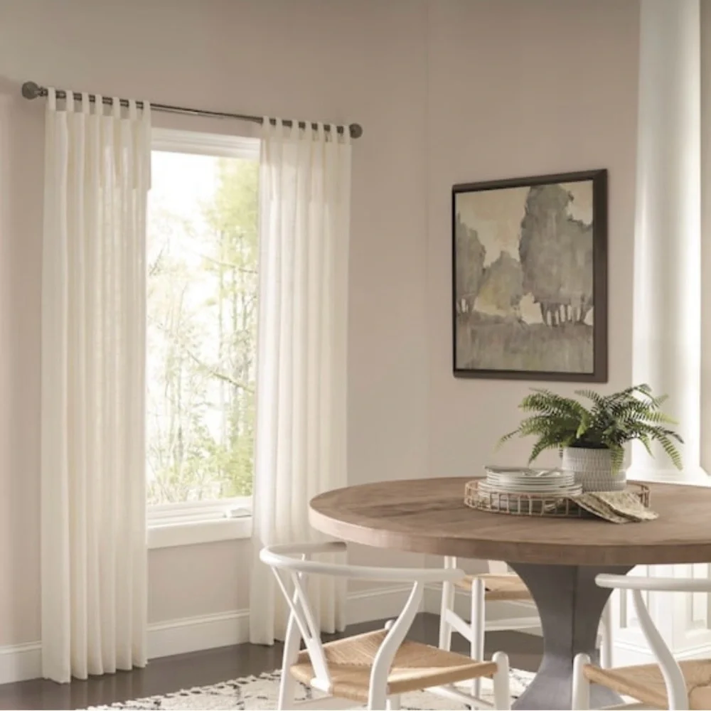 2PK Allen + Roth Harlow Light Filtering 84in Tie Top Panel in Ivory NEW